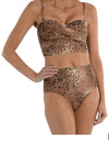 Golden Animal Print 2 Piece Swimsuit