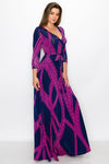 Venechia Maxi Dress ( NAVY/MAGENTA )