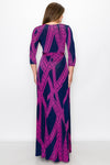 Venechia Maxi Dress ( NAVY/MAGENTA )