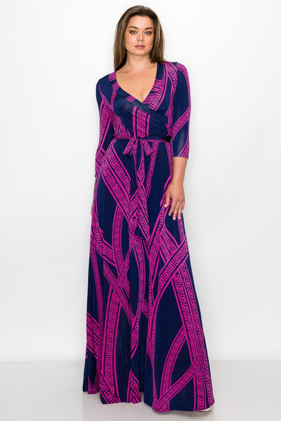 Venechia Maxi Dress ( NAVY/MAGENTA )