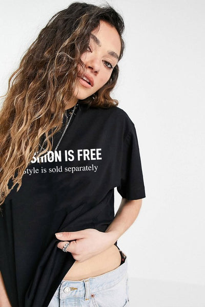 Fashion Is Free Black T-shirt