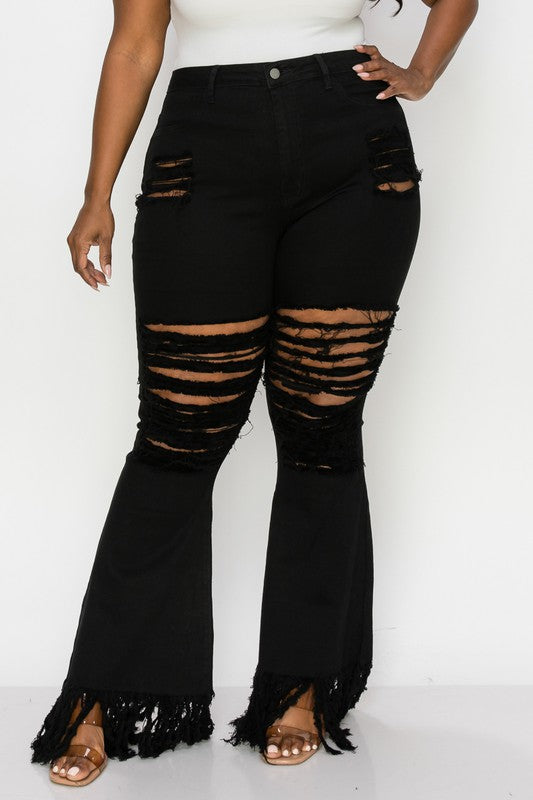 Black Bell Bottom Jeans Plus Size