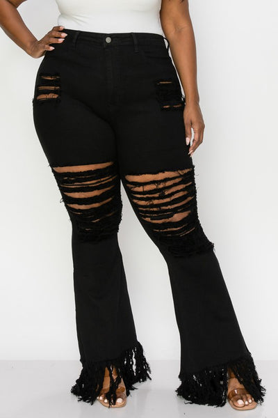 Black Bell Bottom Jeans Plus Size