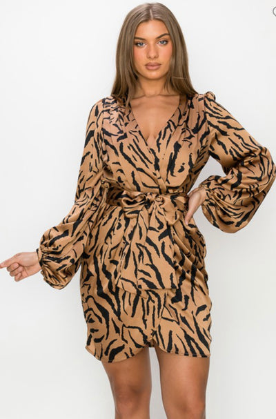 Plus Size Zebra Wrap dress