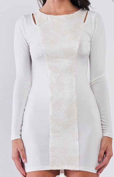 White Sequence Body Con Dress