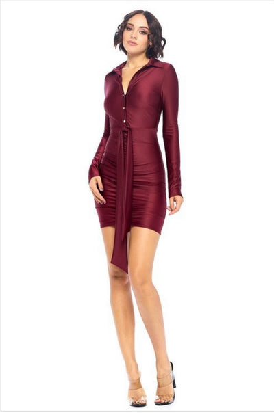 Look At Me Now Burgundy Dress