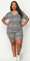 Plus Size Zebra Print Biker Set