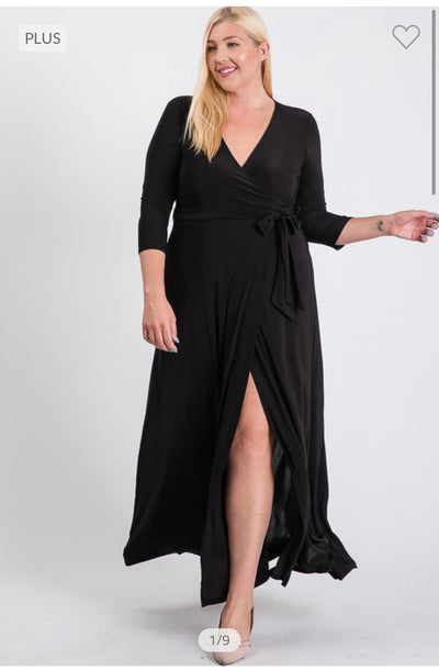 Solid Black Plus Size Maxi Dress