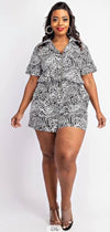 Plus Size Zebra Print Romper