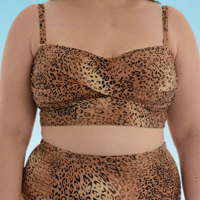 Plus Size Golden Animal Print 2 Piece Swimsuit