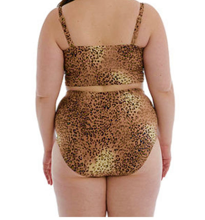 Plus Size Golden Animal Print 2 Piece Swimsuit