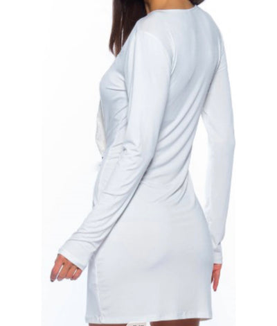 White Sequence Body Con Dress