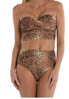 Golden Animal Print 2 Piece Swimsuit