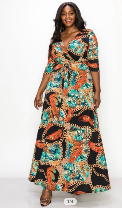 Peacock Plus Size Maxi Dress