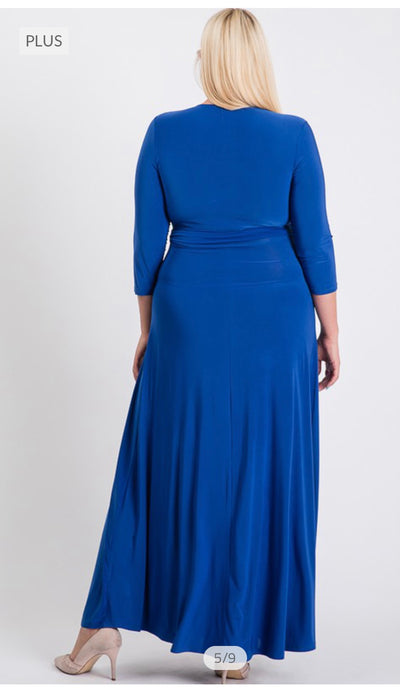 Solid Blue Plus Size Maxi Dress