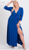 Solid Blue Plus Size Maxi Dress