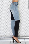 Color Block Washed Denim Pants