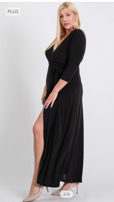 Solid Black Plus Size Maxi Dress