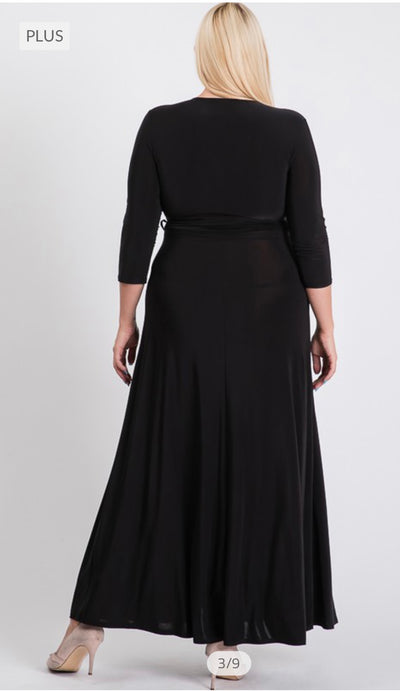 Solid Black Plus Size Maxi Dress