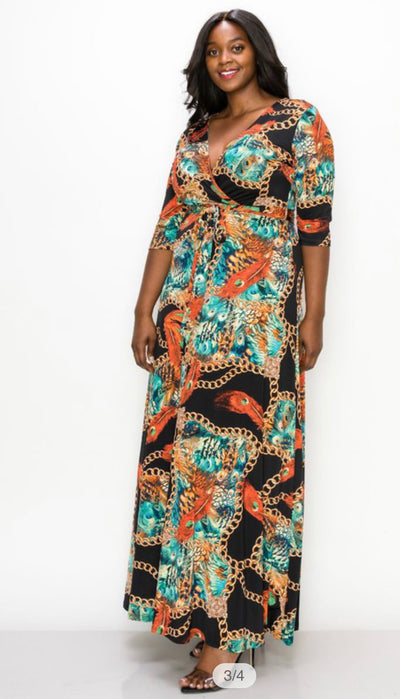 Peacock Plus Size Maxi Dress